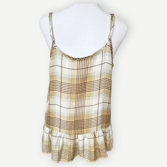 Charming Charlie Sleeveless Flowy Plaid Peplum Tank Top. Blouse. Small. - Picture 7 of 11